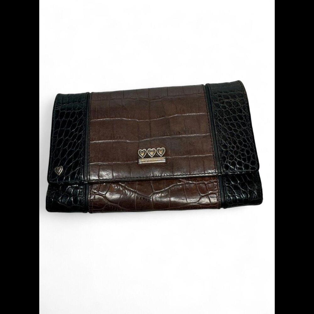 Vintage Brighton Brown And Black Embossed/Pebbled Leather Women’s Wallet